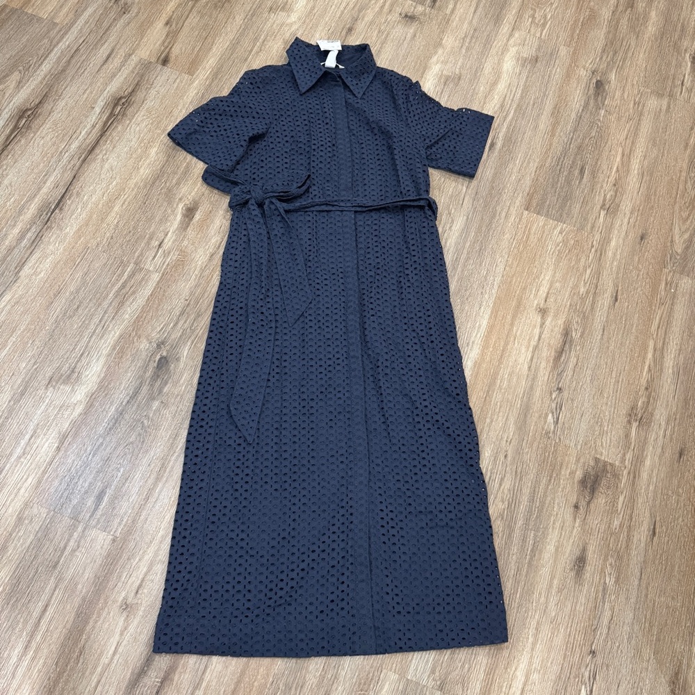 H&M Dark Blue Textured Maxi Dress